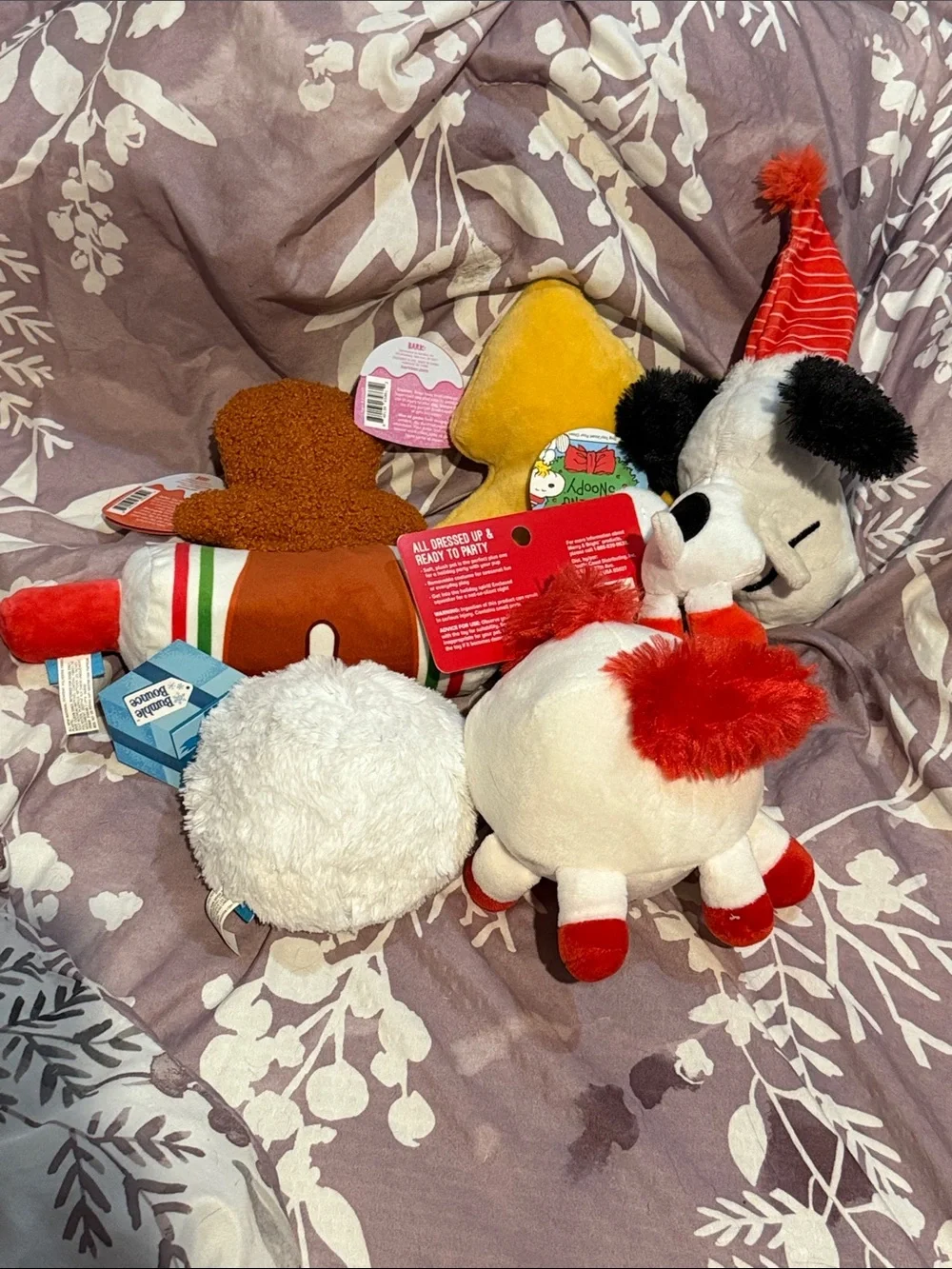 NWT Bundle of M-L Winter holiday themed bark box dog toys